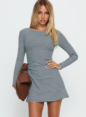 Carnella Long Sleeve Mini Dress Blue Stripe