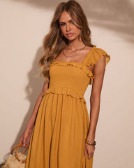 Resort Romance Ruffle Trim Maxi Dress