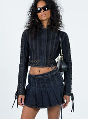 Camelia Pleat Mini Dark Denim