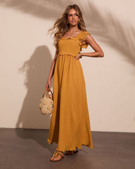 Resort Romance Ruffle Trim Maxi Dress