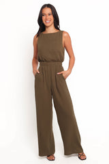 Brenna Cotton Jumpsuit - Olive